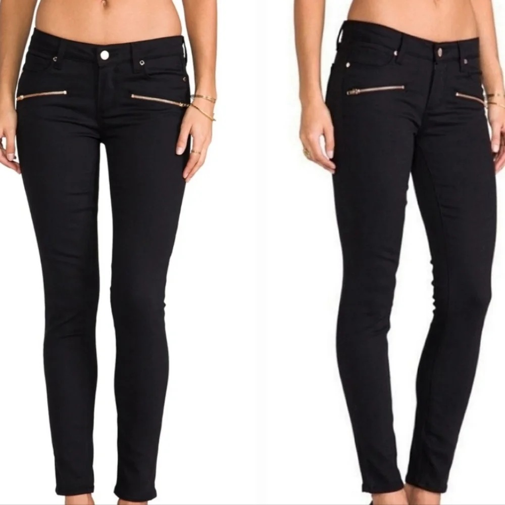 NWT Paige Black Indio Zip Denim Skinny Jeans Women's Size 25 - Picture 4 of 4
